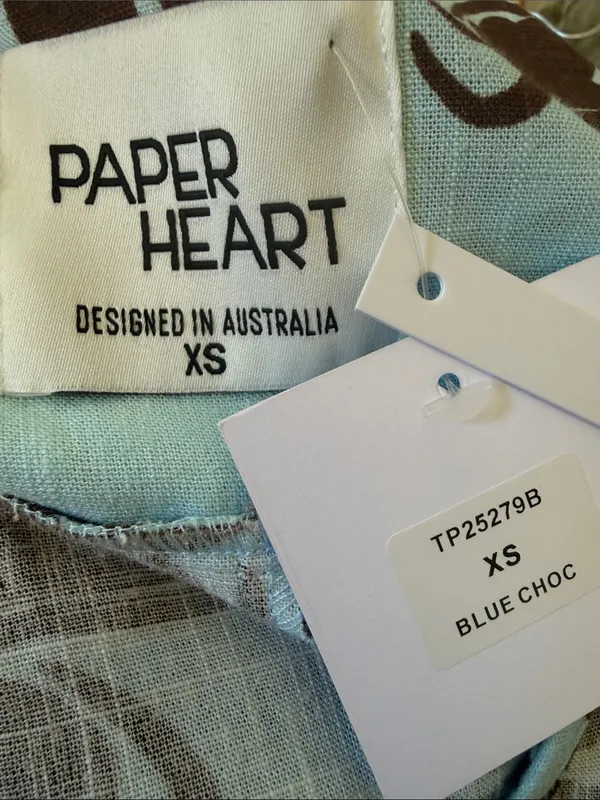 Anthropologie Paper Heart Blue Brown Linen Blend Floral Maxi Dress Size XS - Image 7