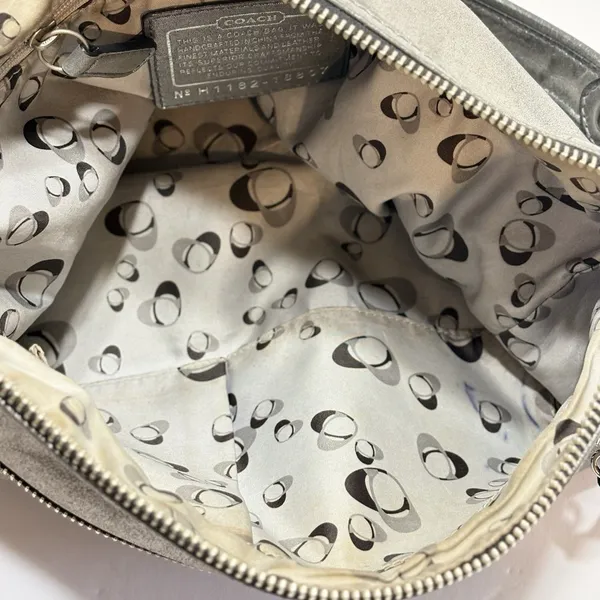 Coach Poppy Metallic Silver Leather Shoulder Bag Purse Logo Vtg Y2K - Image 8