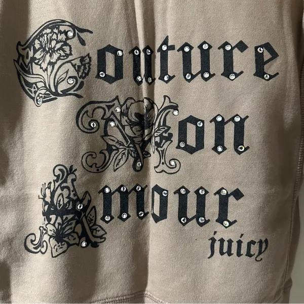 Rhinestone Embellished Juicy Couture Zip Hooded Sweatshirt - Image 6