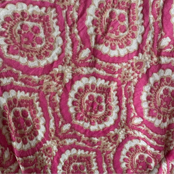 Roller Rabbit Women’s Pink Silk and Cotton Émane‎ Rose Medallions Dress Size XL - Image 9
