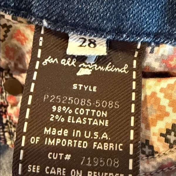 7 For All Mankind Kate Straight Leg Jeans Size 28 Embroidered Pockets - Image 5