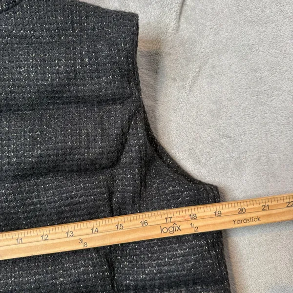 Charter Club Black Metallic Gold‎ Tweed Puffer Vest Quilted Jacket Size S - Image 11