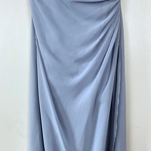 Jordan Y2K Light Blue Strapless Sparkle Chiffon Prom Bridesmaid Wedding Guest XS - Image 3