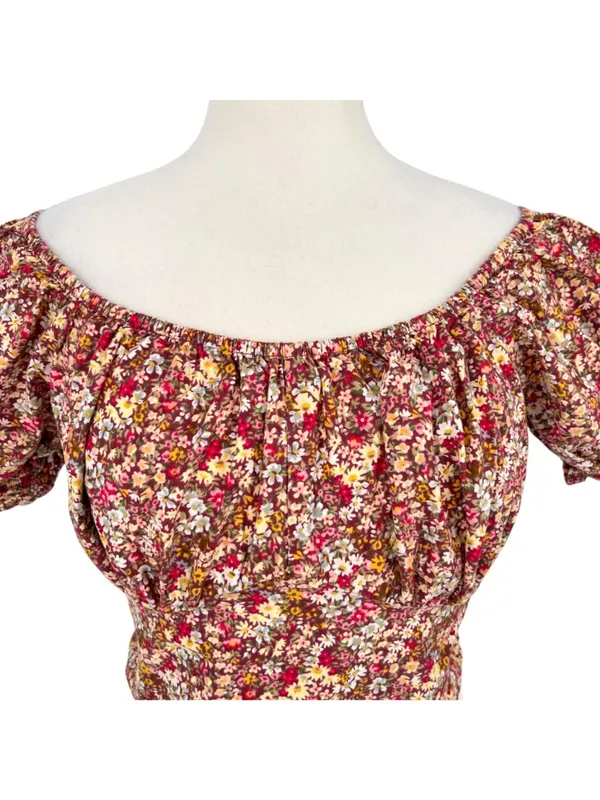 Sim & Sam Floral Off-Shoulder Puff Sleeve Crop Top Size XL - Image 4