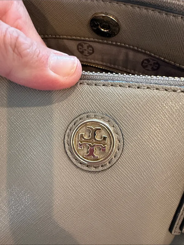 Tory Burch Robinson Tote French Grey Crossbody Bag Shoulder Strap Double Zip - Image 5