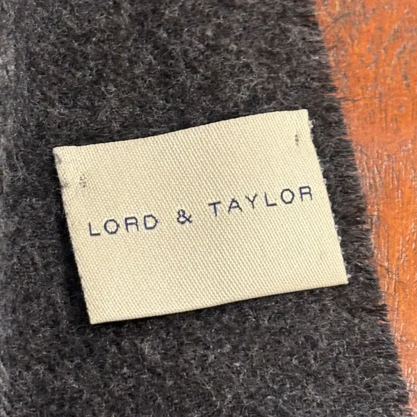 Lord & Taylor Grey Red‎ Plaid Acrylic Scarf Made in Germany Fringed Wrap - Image 2