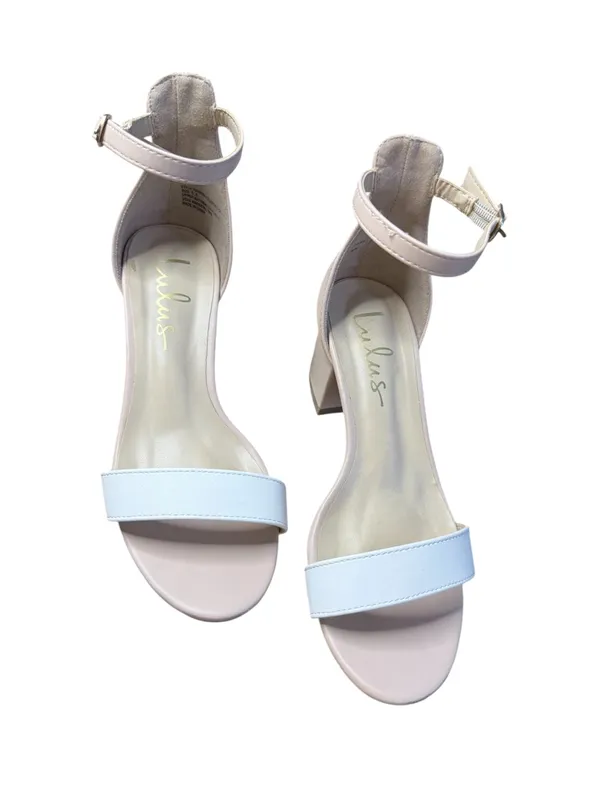 Lulu's Blush and White Block Heel Ankle-Strap Sandals - Image 3