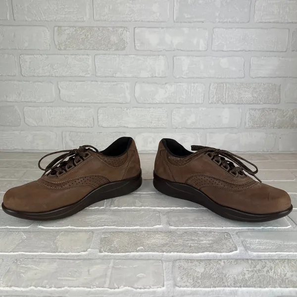 SAS Walk Easy Sneaker Shoes Womens 7.5 N Chocolate Brown Leather Comfort Lace Up - Image 7