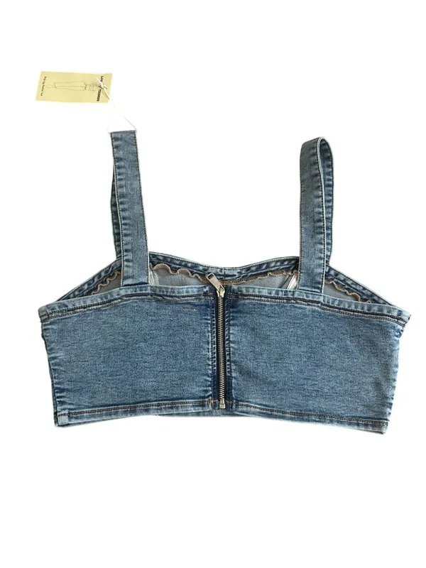 LOVE TRENDS Denim Crop Tank Top Size Medium NEW NWT - Image 4