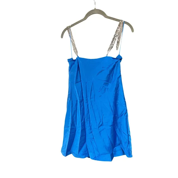 Cami NYC Axel Crystal Mini Dress In Electric Blue Silk Size Medium - Image 7