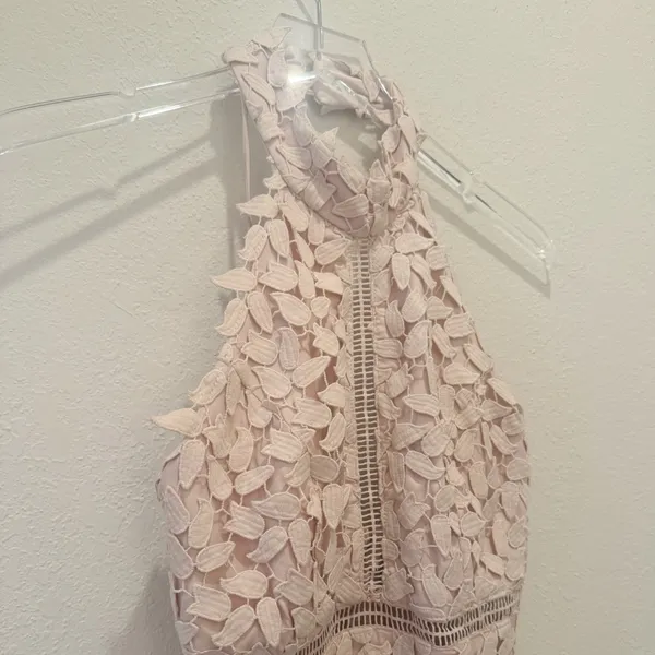 BARDOT Gemma Lace‎ Halter Dress in Light Champagne Pink XS - Image 10