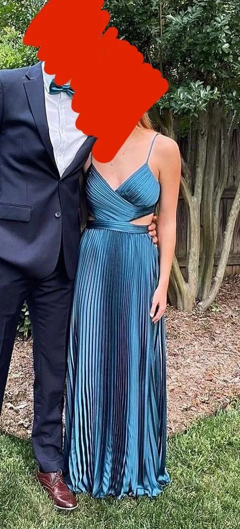 “Got the Glam Teal Pleated Cutout Maxi Dress” - Image 2