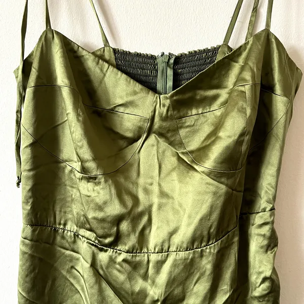 reformation Marguerite Silk Dress leaf green size 14 UB - Image 6