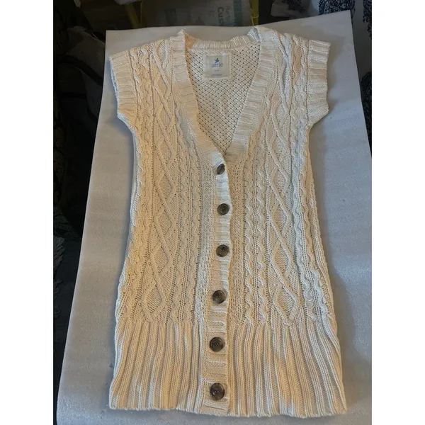 Aerie Cable Knit Cream Sweater Vest XS GrandmaCore Cozy Comfy Winter Cabincore - Image 5