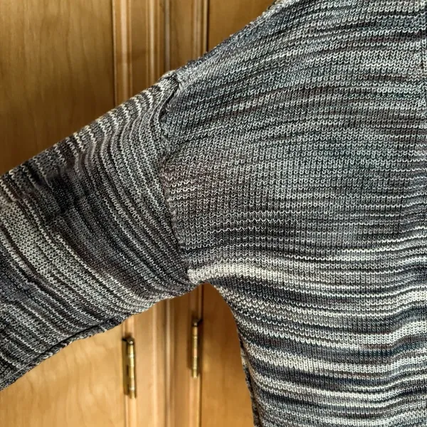 Free People Cardigan‎ Sweater Women S Grey Brown Space Dye Knit Cropped V-Neck - Image 7