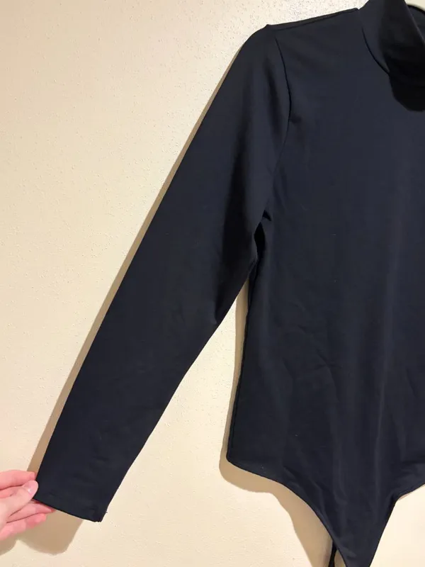 Abercrombie & Fitch Soft A&F Collection Black Mock Neck Long Sleeve Bodysuit - Image 4