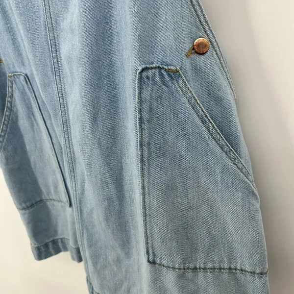 Universal Threads Denim Overall Dress Jumper Light Wash Pockets Sleeveless Sz XL - Image 5
