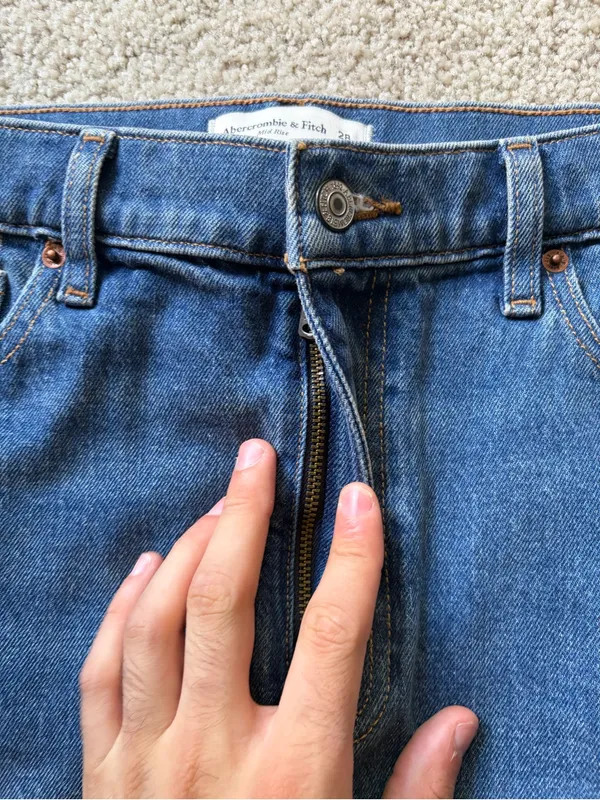 Abercrombie and fitch denim blue mini jean mid rise summer festival short sz 28 - Image 4