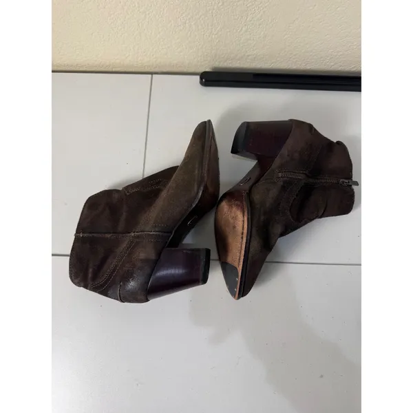 Frye Suede Ankle Boots Women 8 Brown Western Block Heel Minimalist Boho‎ - Image 7
