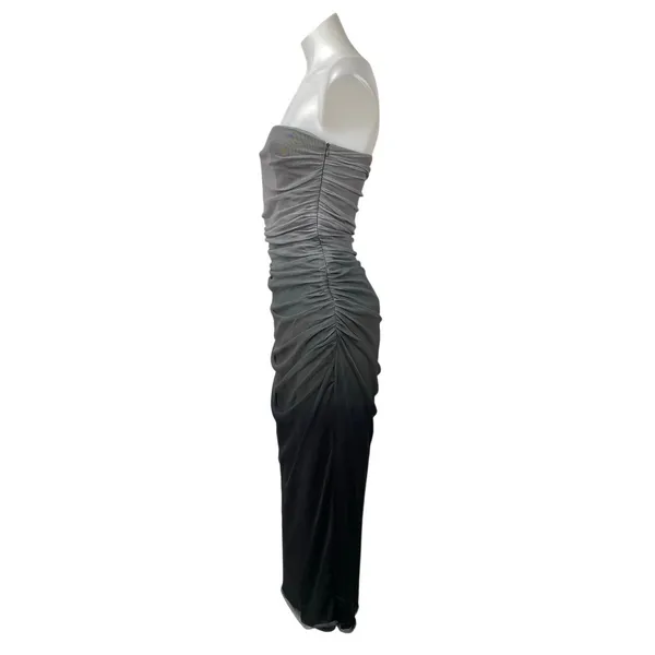 Zara Gray Black Ombre Strapless Tube Bandeau Sleeveless Drape Midi Dress Size L - Image 2