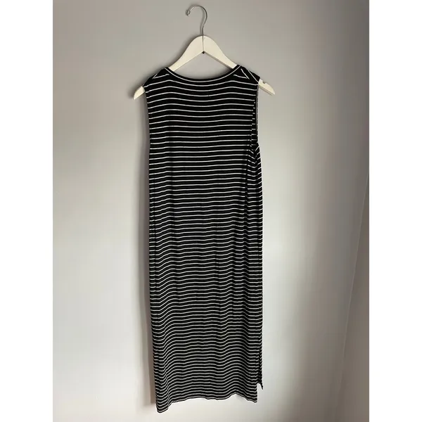 Madewell Black White Stripe Sleeveless Maxi Dress Size‎ S Minimalist Nautical - Image 3