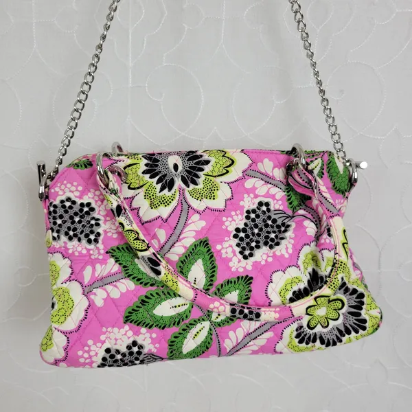 Vera Bradley Crossbody‎ Shoulder Bag Pink Print Fabric Handbag Purse Pocketbook - Image 2