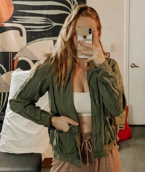 Madewell Olive Green linen blend cargo Jacket - Image 2