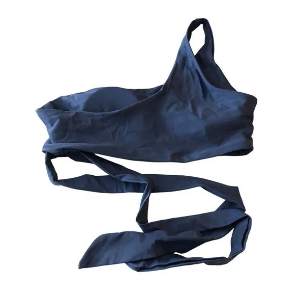 Bikini Top One Shoulder Wrap Ties Removable Cups Blue L Size L - Image 2