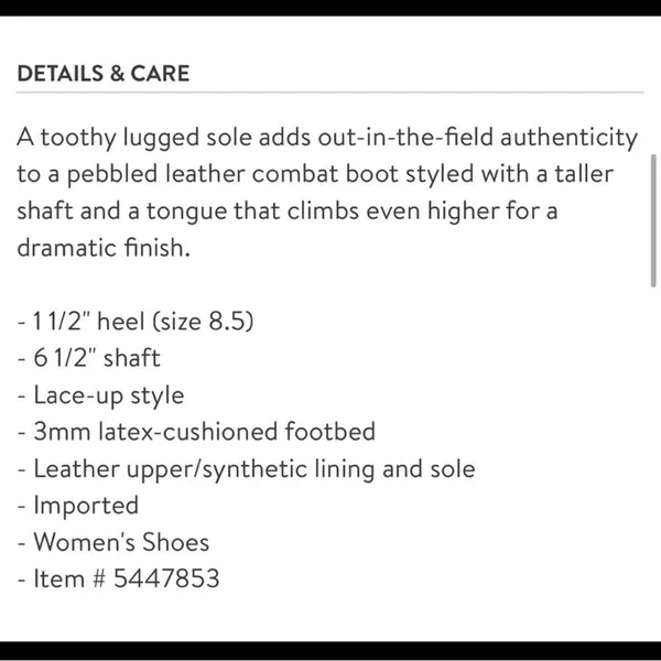 Splendid Long Laces Combat boots Size‎ 8 D19 - Image 3
