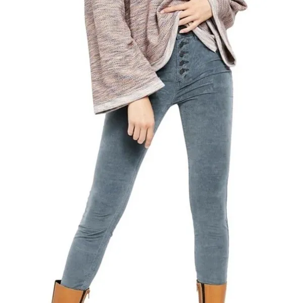 Free People We The Free Sun Chaser Corduroy Skinny Pants Gray Jeans Size 28 - Image 2