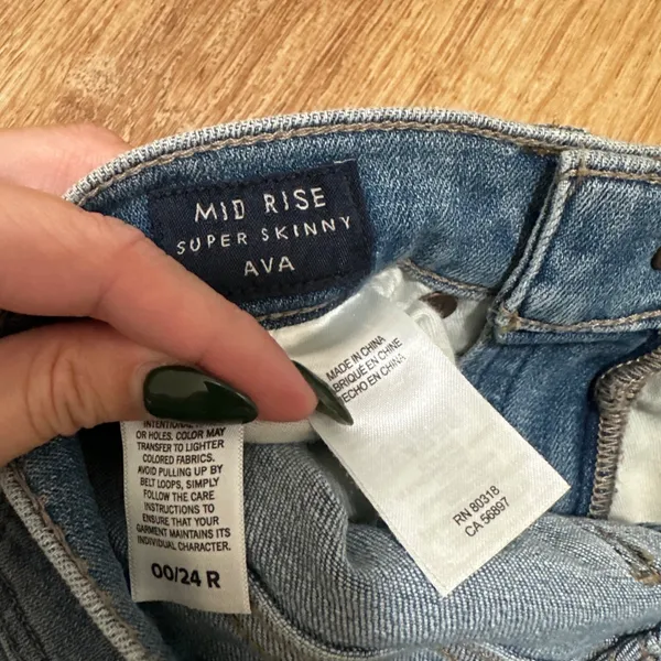Lucky Brand | NWT Women's Ava Mid Rise Blue Raw Hem Super Skinny Jeans, 00/24R - Image 8