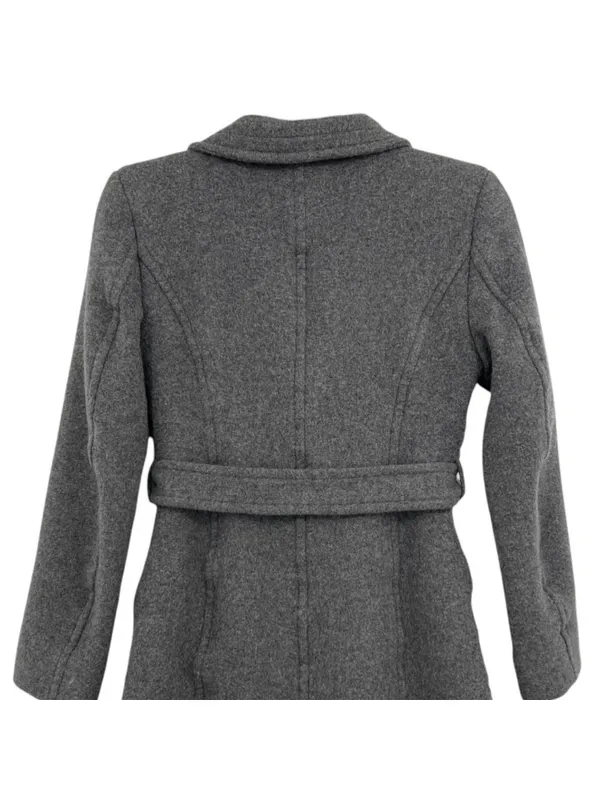 Babaton Connor Button-up Wrap Coat Funnel Neck Size XS Gray Wool-Blend Belted - Image 9