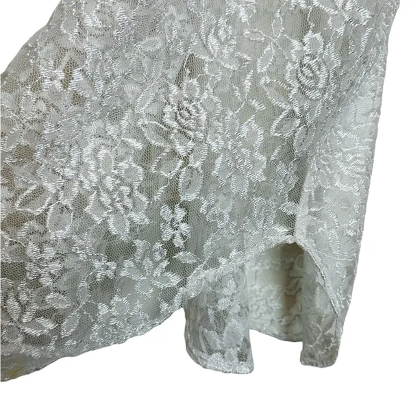 Vintage White Sheer Lace Mini Slip Dress 90s Romantic Cottage Fairycore - Image 6
