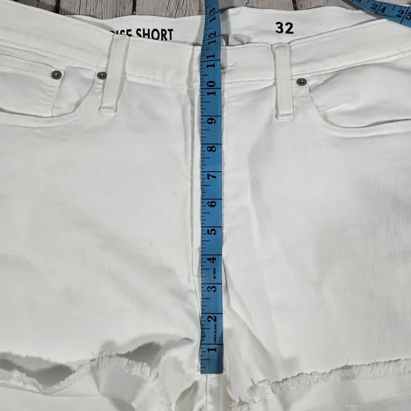 J Crew Mid Rise Short White‎ Denim Cutoff Frayed Hem Size 32 - Image 10