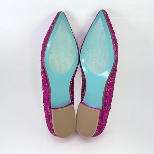 Betsey Johnson SB-Jude Ballet Flats 8.5 Pink Rhinestone Pointed Toe Wedding NWOB - Image 11