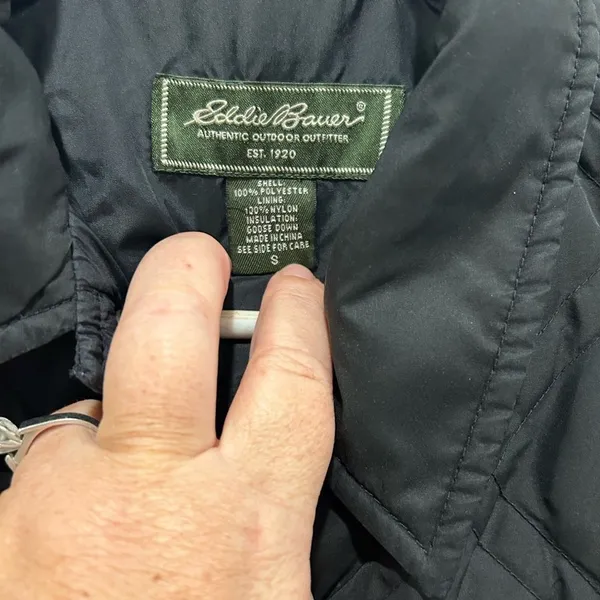 Eddie Bauer Womens Black Diamond‎ Quilted Goose Down Puffer Jacket Size S Small - Image 4