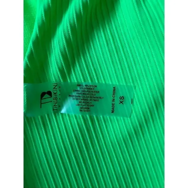TiNiBiKiNi One Piece Swimsuit XS Citrus Green Lace Up Ribbed Monokini - Image 5