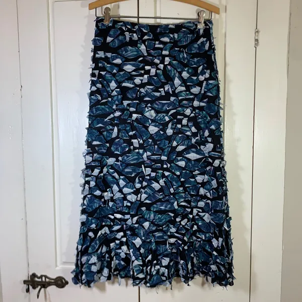 Sno Skins Snowskins 3D Texture Applique Skirt Blue Black Mosaic Art to Wear S - Image 3