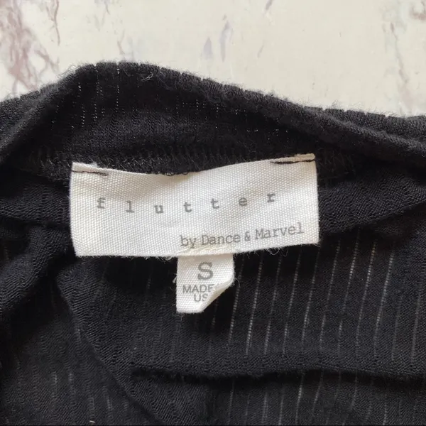 Flutter Good Vibes Only Embroidered Oversized Top Black Short Sleeve Small - Image 6