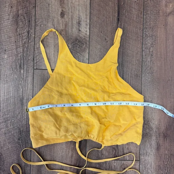 Astr The Label Marigold Divine Tie Waist Crop Top ONLY Linen Blend Size Small - Image 4