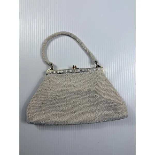 Vintage White Micro Beaded Clutch Purse Handmade‎ by Mr. John - Image 3