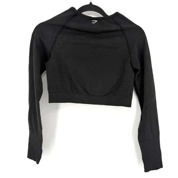 Gymshark Crop Top Vital Seamless 2.0 Large Grey Long Sleeve Thumbhole Activewear - Image 6