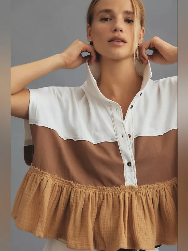 Anthropologie Pilcro Bonfire Rugby Top - Image 7