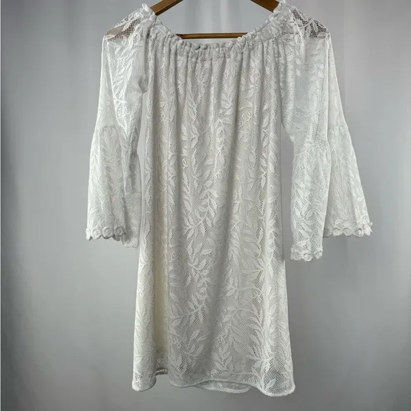 Lilly Pulitzer Nevie Lace‎ Off The Shoulder Mini Dress in White Size XXS - Image 8