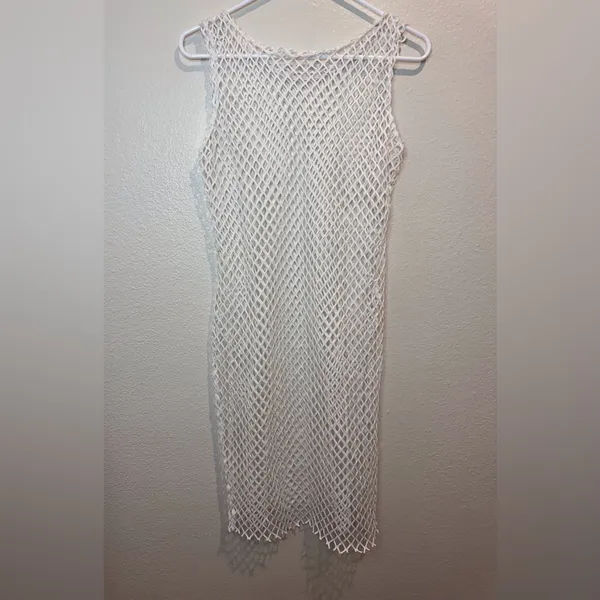 SHEIN Women’s White Fishnet‎ Sleeveless Cover-Up Size S/M - Image 2