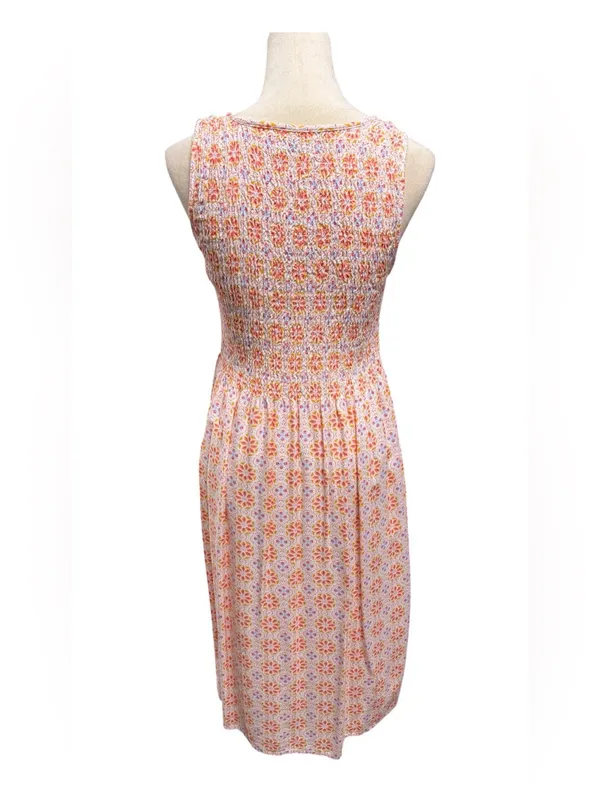 Croft & Barrow Women's Medium Floral Smocked Sleeveless Midi Dress Rayon - Image 2