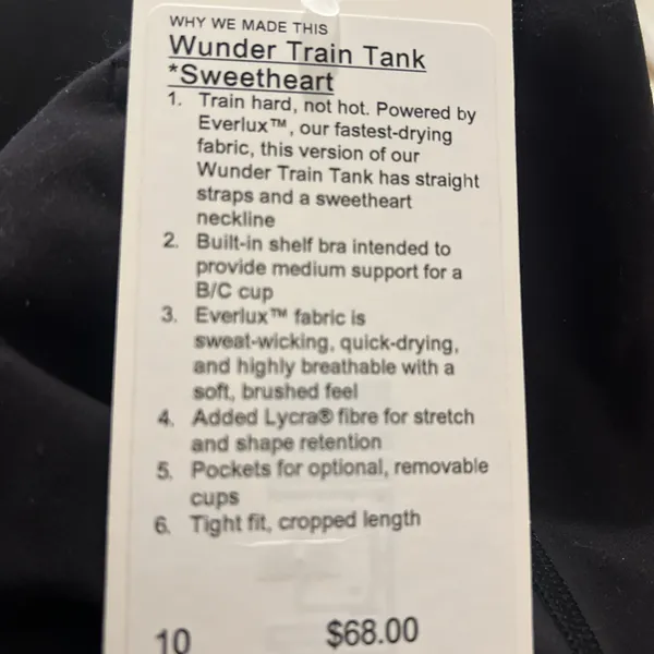 Lululemon Wunder Train Sweetheart Tank Top Medium Support, B/C Cup - Image 4