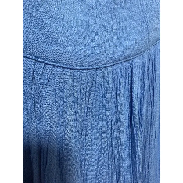 GAP Womens Blue Crinkle Sleeveless High Neck High Low‎ Midi Dress Size Small - Image 4