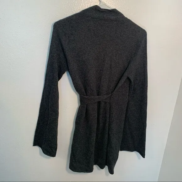 Rhys Dwfen Women's Size Small Wrap Cardigan Sweater Dark Gray 100% Cashmere - Image 5