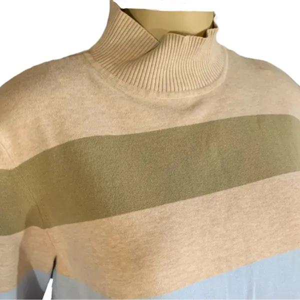 Tommy Hilfiger Cotton Blend Blue, Beige Pastel Stripes Sweater Y2k (M) - Image 7